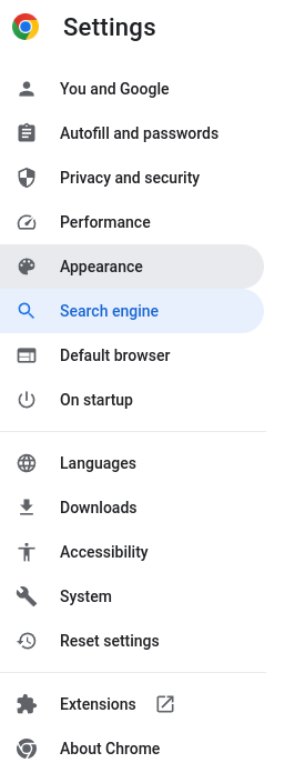 chrome search engine button