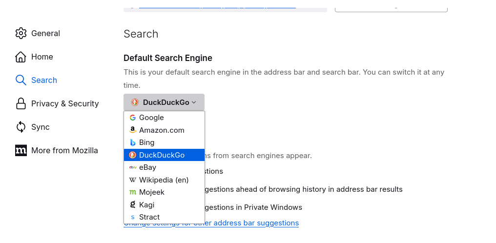 Make Stract default search